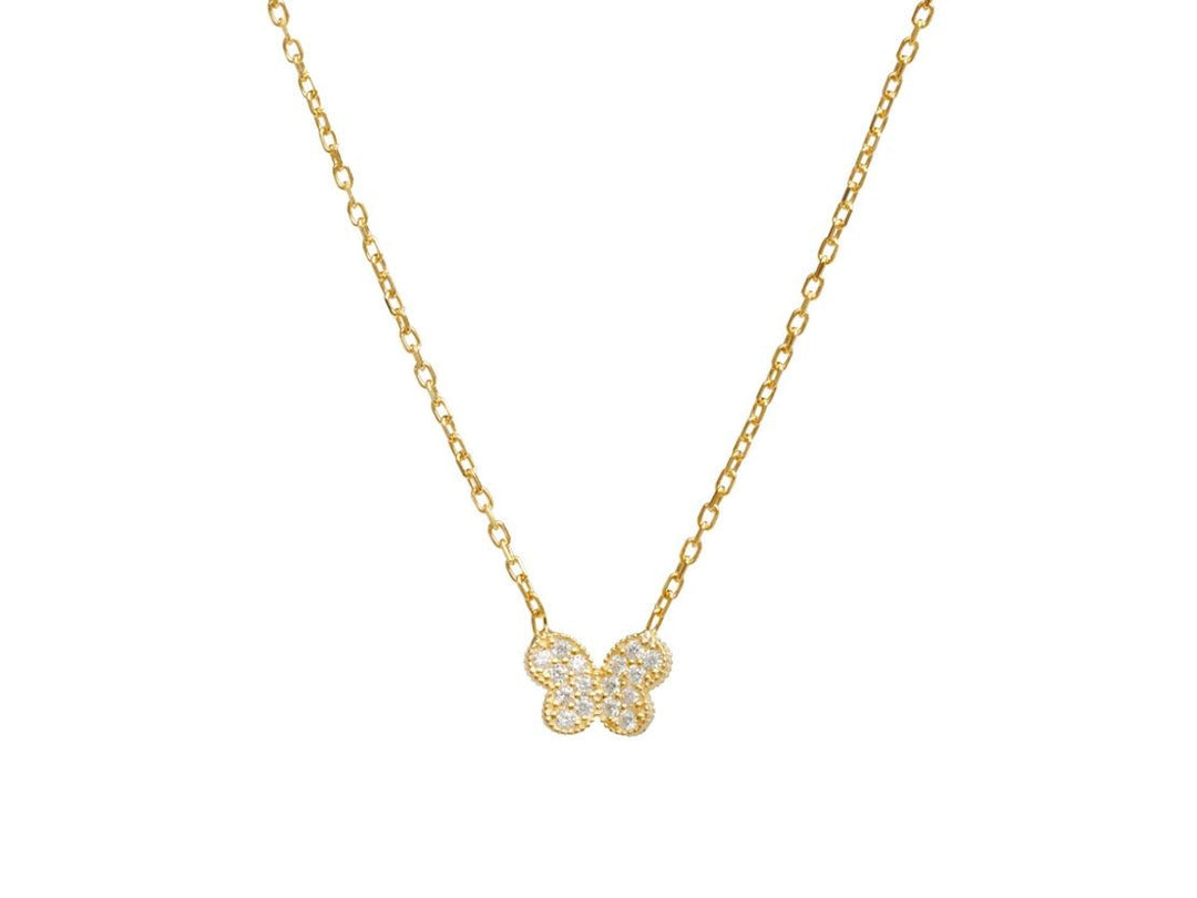 Gold Butterfly Necklace with CZs