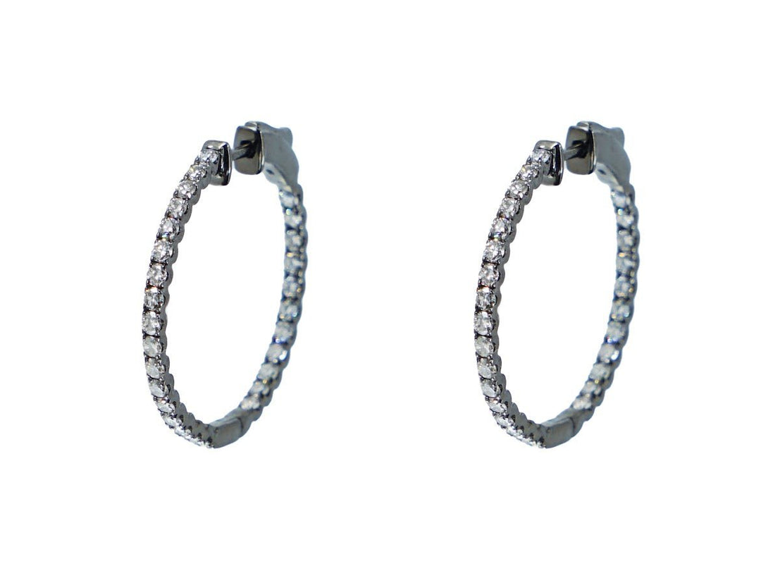 Oxidized 14k Diamond Hoop Earrings