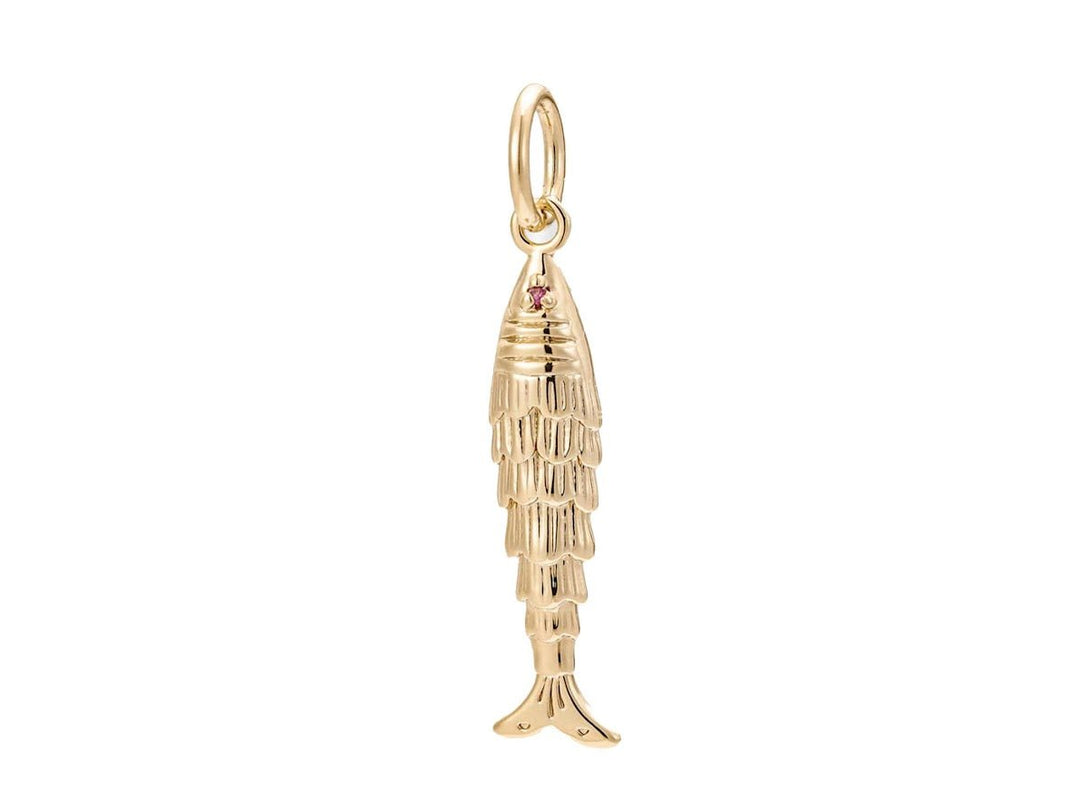 Gold Petite Fish Charm with CZ Accent