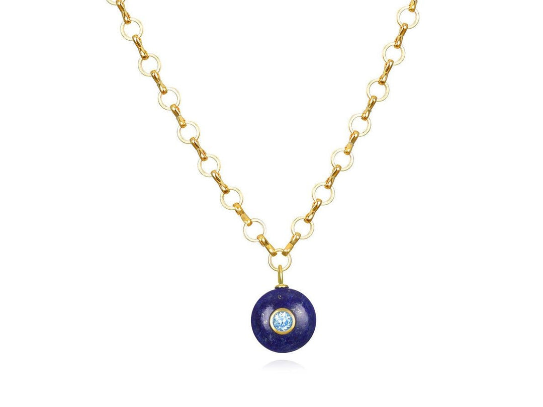 Lapis and Blue Topaz Charm Necklace