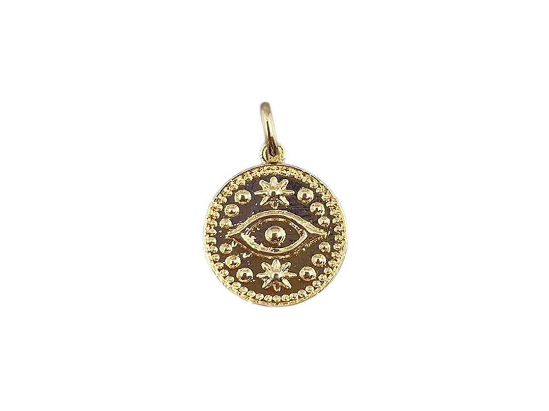 Gold Stamped Evil Eye Charm