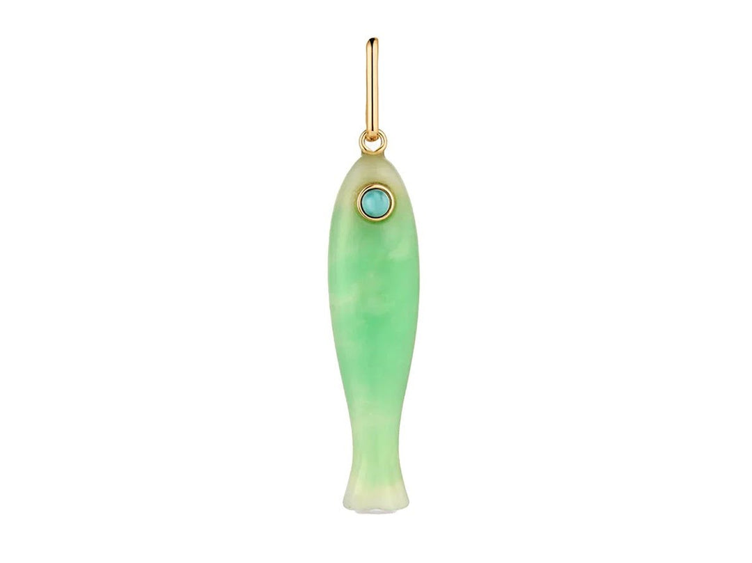 Chrysoprase Fish Charm with Howlite Eye