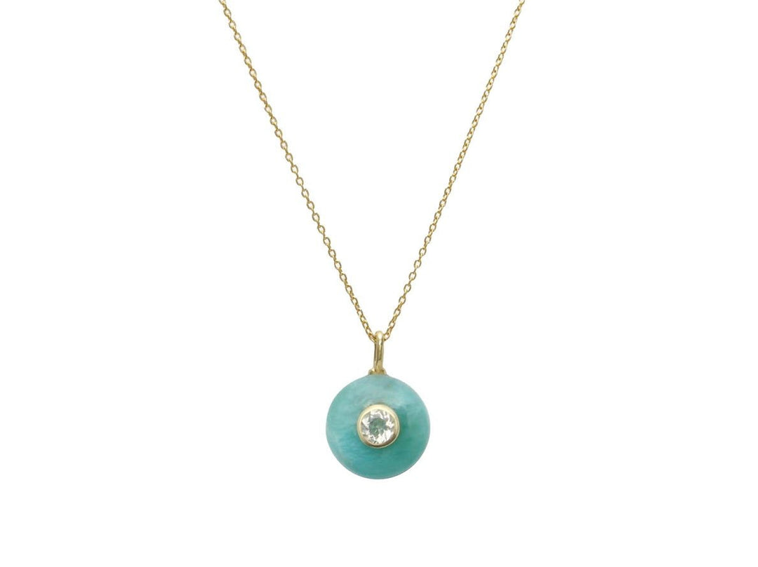 Mini Amazonite Charm Necklace with Topaz