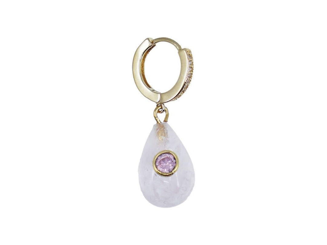 Pink Quartz Drop Earring with Pink Tourmaline.