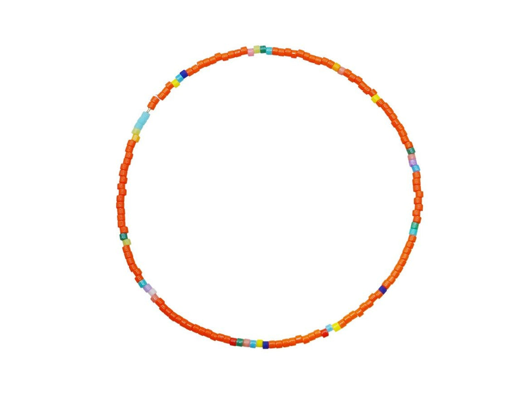 Orange Colorful Glass Bead Bracelet.