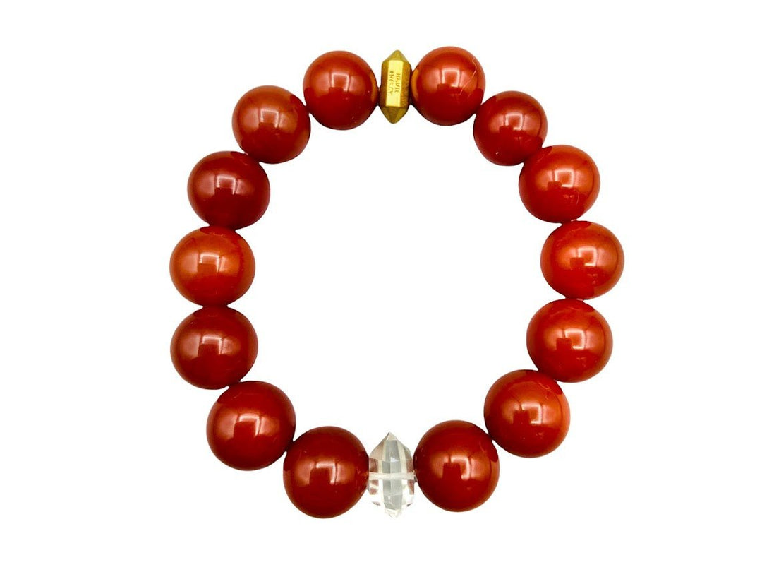 Carnelian Stacker Bracelet with Mini Clear Crystal Quartz