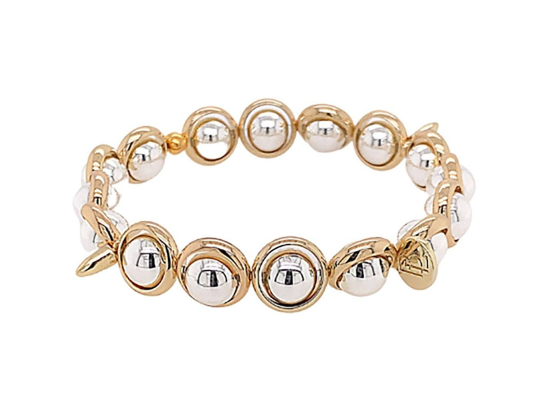 Silver Bead Bracelet with Gold Spikes