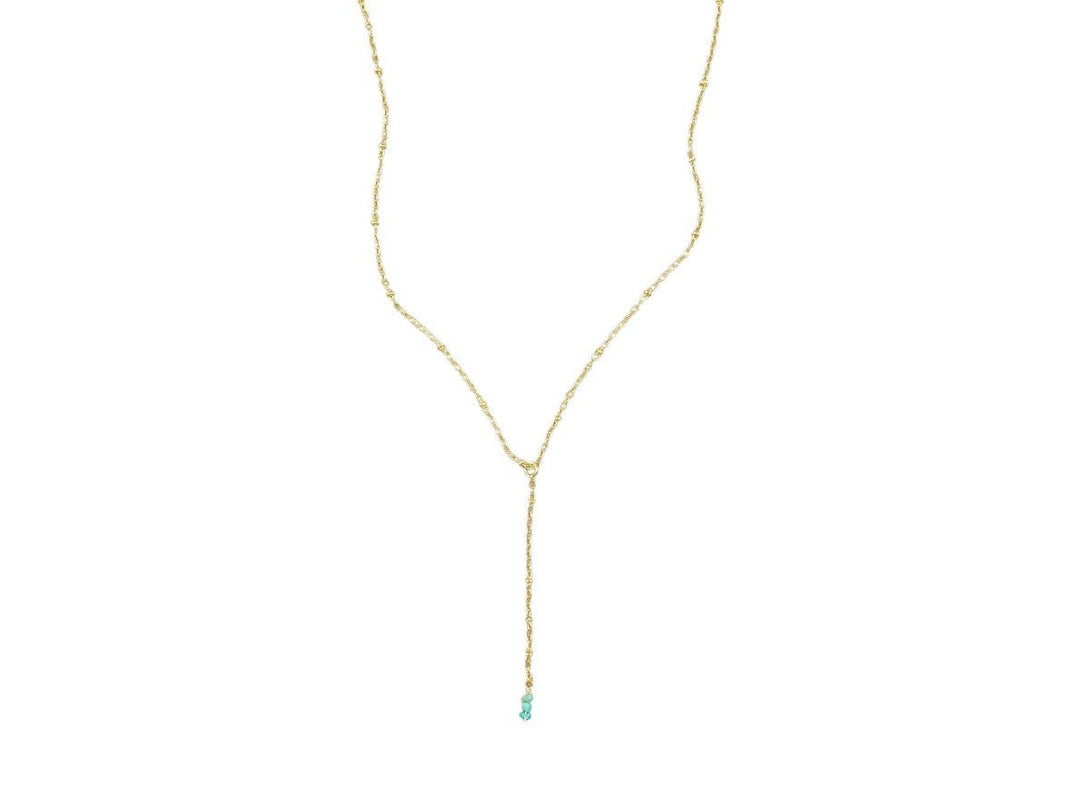 Gold Lariat Chain with Turquoise