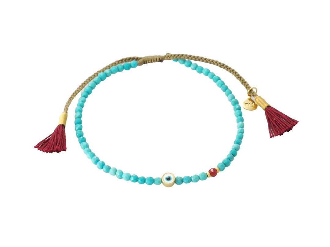Handmade Beaded Bracelet with Evil Eye Charm