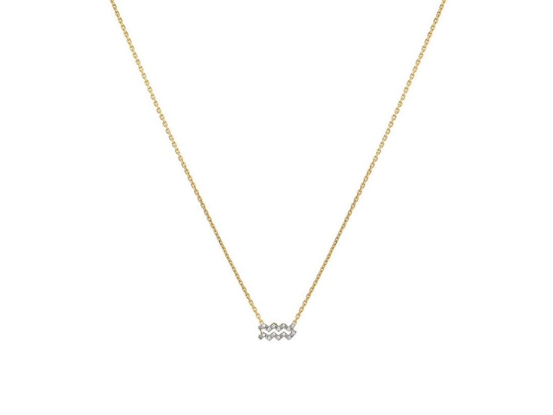 14k Diamond Aquarius Pendant Necklace