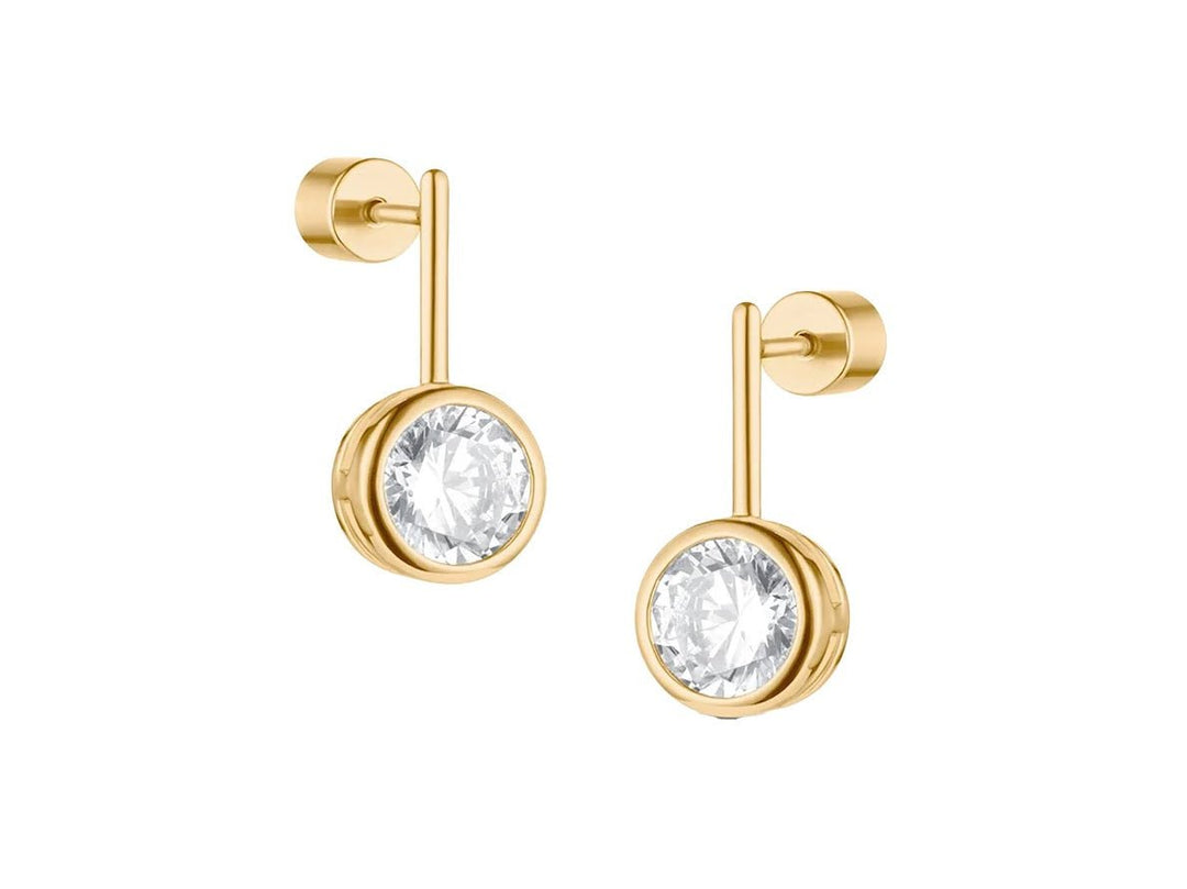 Large Drop Down Stud Earrings with CZs