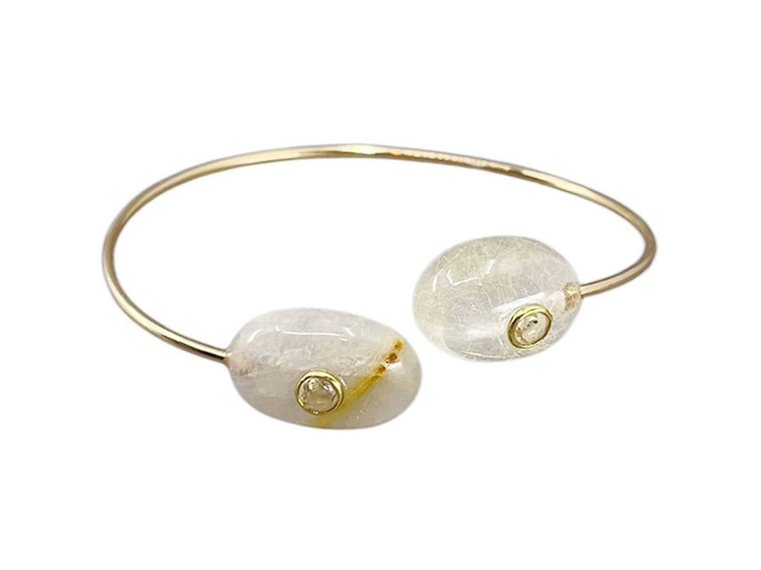 Rutilated Quartz Double Cuff Bracelet with Citrine