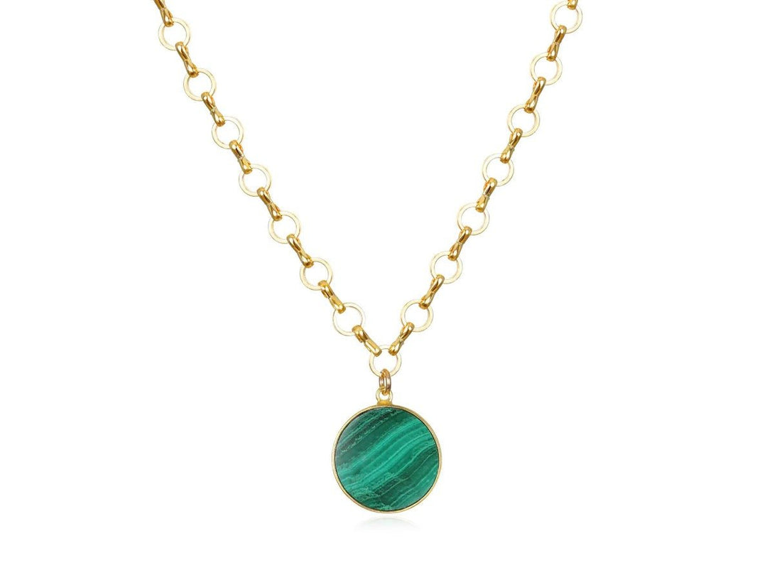 Malachite Disc Charm Necklace
