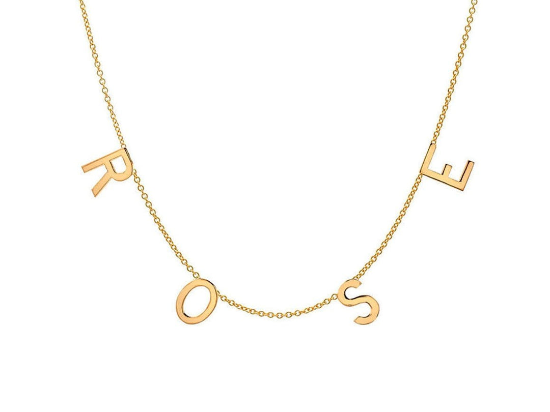14k Gold Spaced Initial Necklace