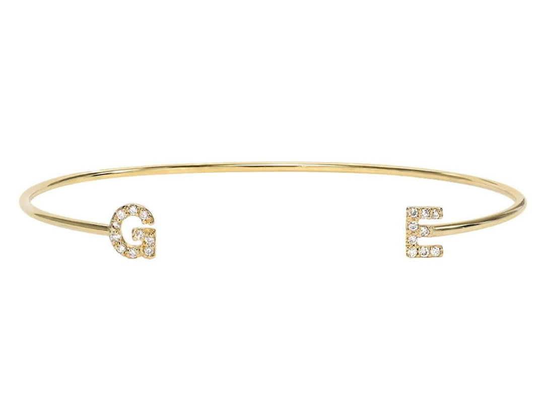 14k Diamond Initials Cuff Bracelet