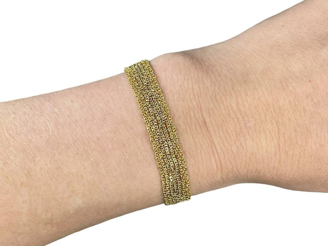 Medium Bi-Color Gold Woven Bracelet with Darker Center