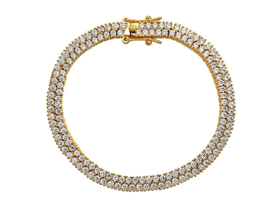 Gold and CZ Double Row Tennis Bracelet