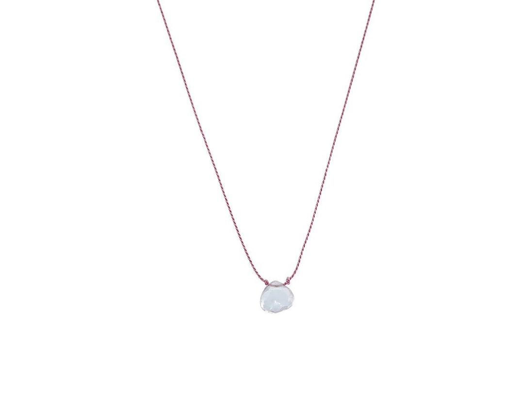 Rose Quartz on Pink Thread Necklace