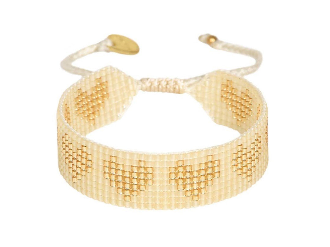 Wide Gold Line of Hearts Bracelet