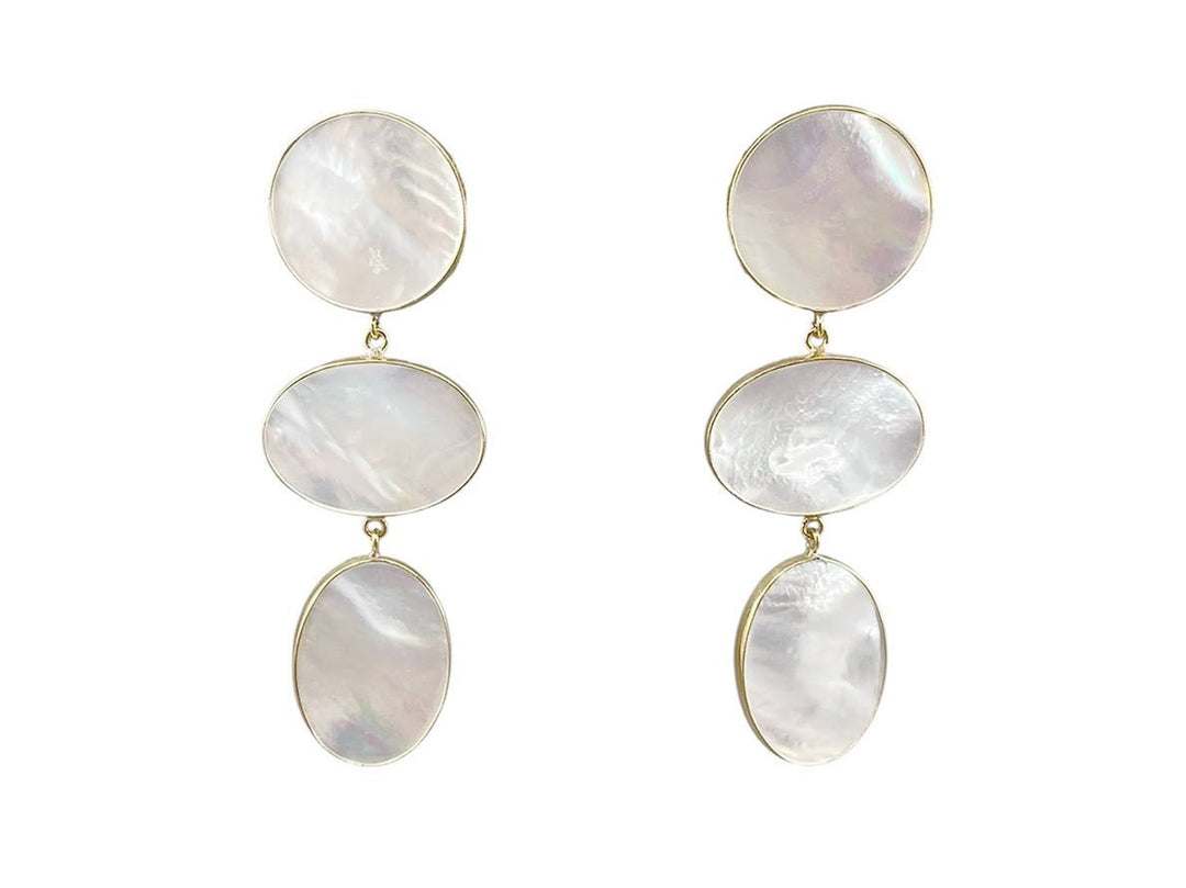 Mother of Pearl Triple Disc Earrings