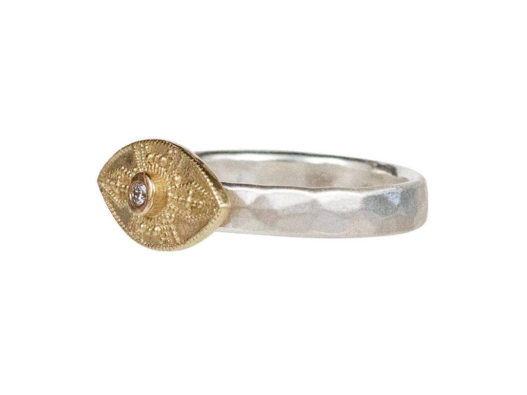 SS/Yellow Bronze Eye Ring with Diamond