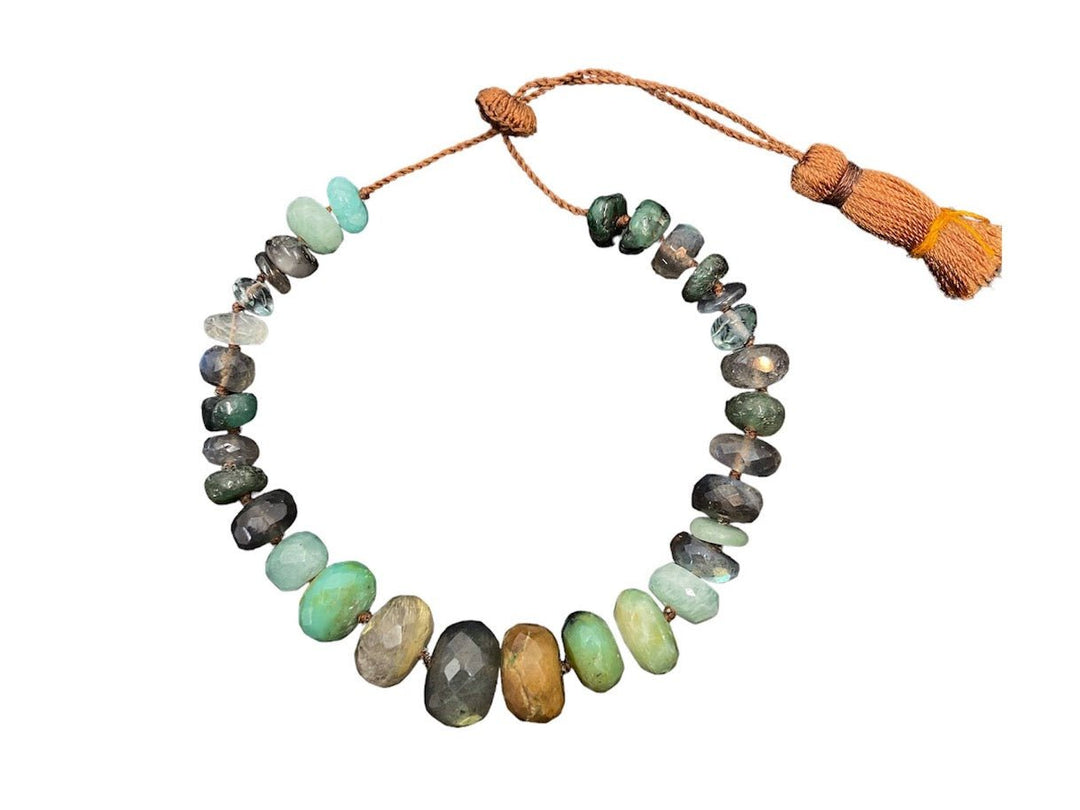 Tassel Bracelet with Multiple Gemstones and Labradorite