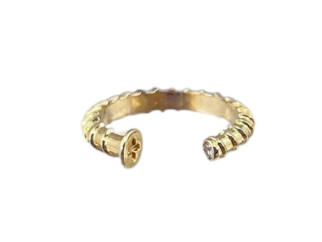 14k Screw Ring with Diamonds