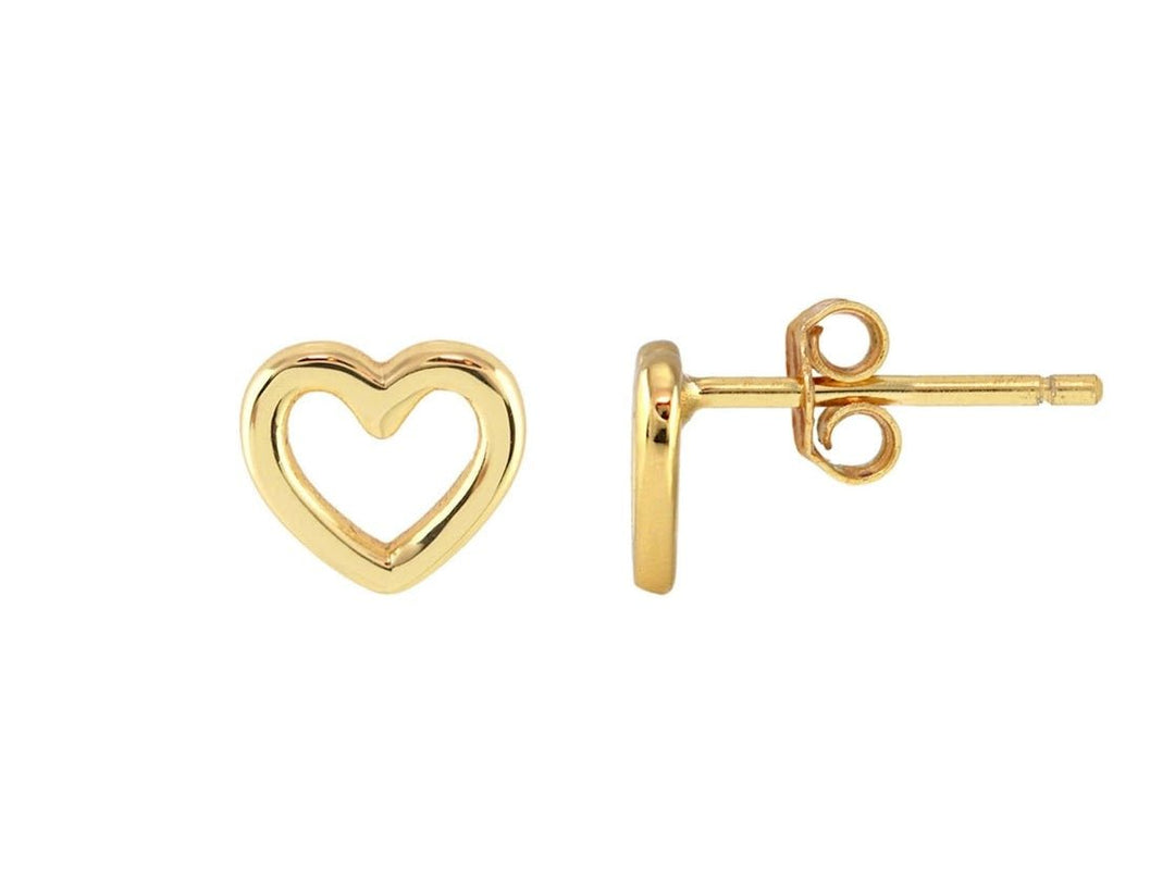 Gold Outline Heart Stud Earrings