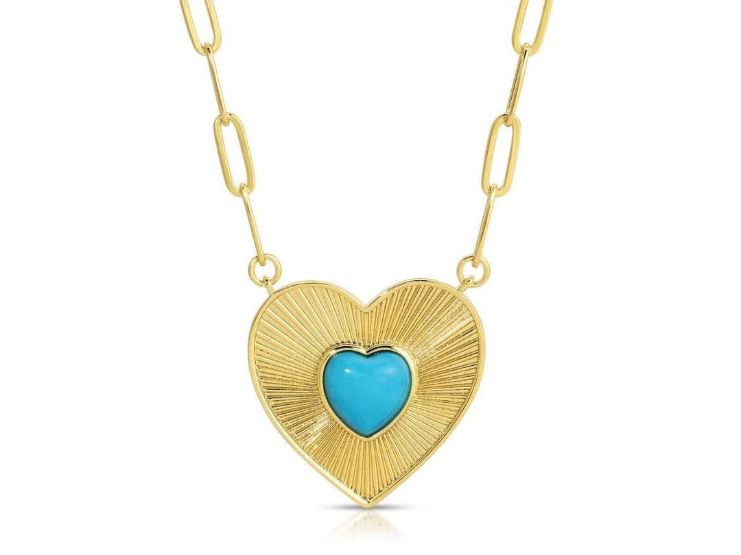 Gold Heart Necklace with Turquoise