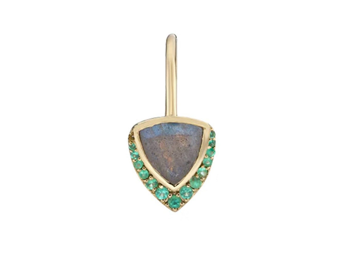 9k Labradorite and Emerald Drop Earring