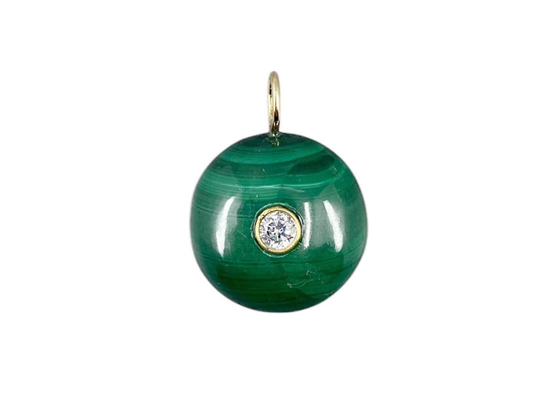 Malachite Round Element Charm with Round White Topaz