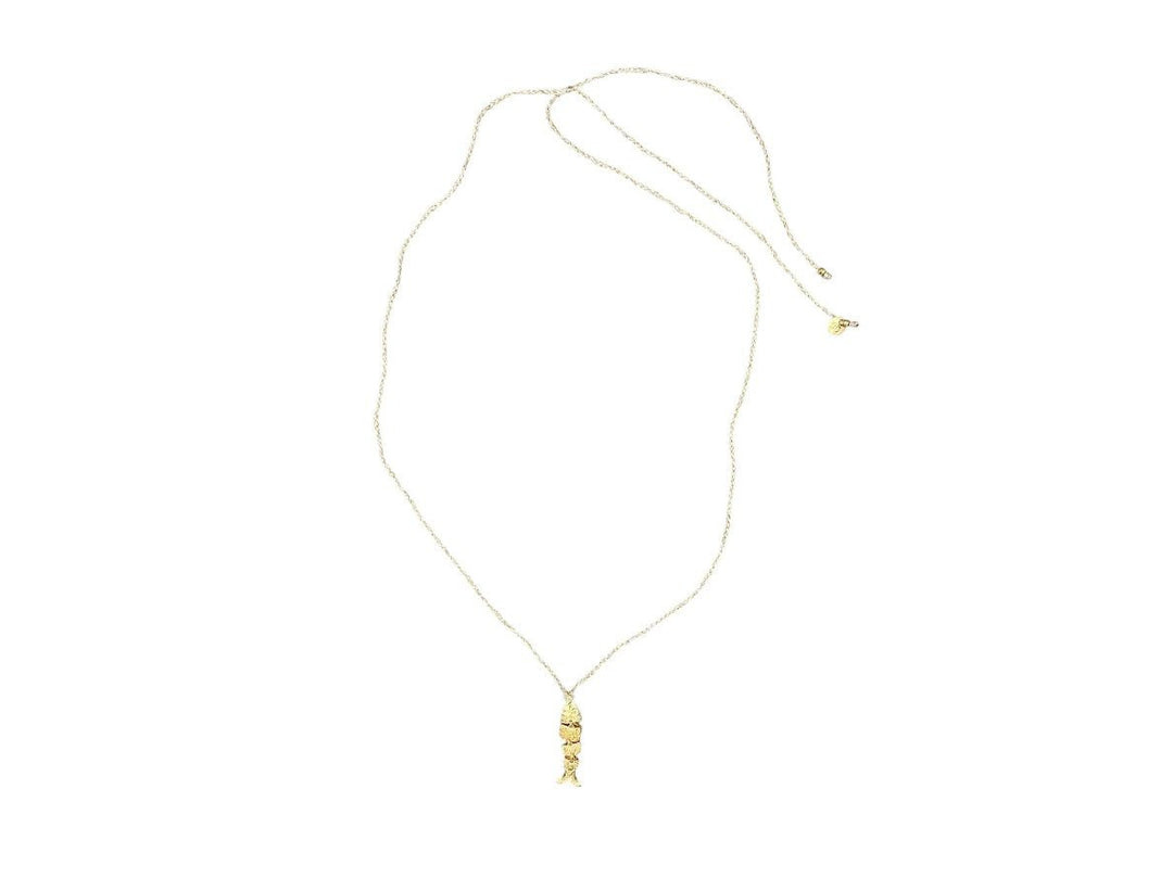 Gold Articulated Fish Charm Necklace