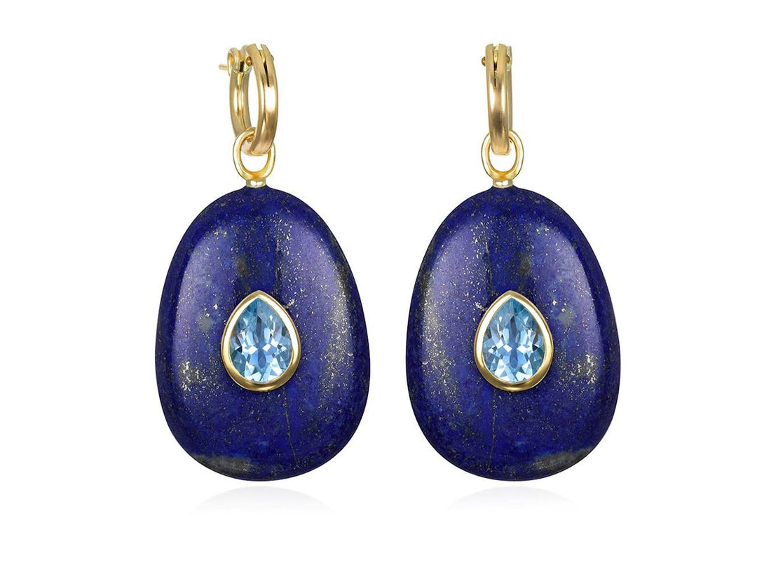 Lapis and Topaz Charm Drop Earrings