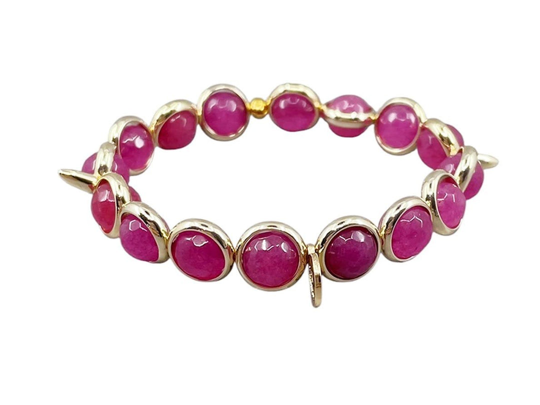 Raspberry Agate Bracelet with Spikes