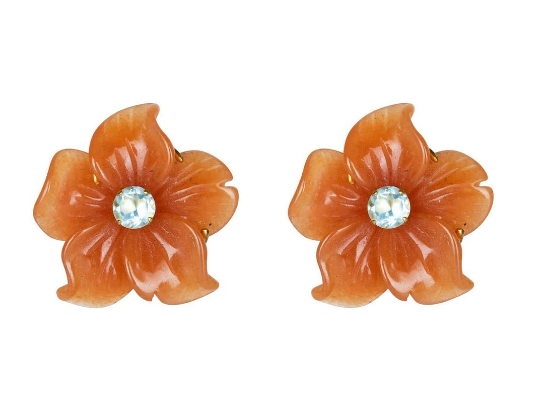 Red Aventurine and Blue Quartz Flower Studs
