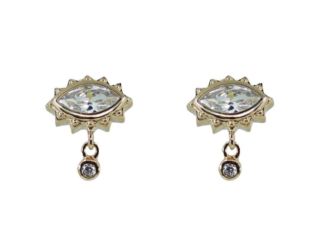 Evil Eye Stud Earrings with CZs