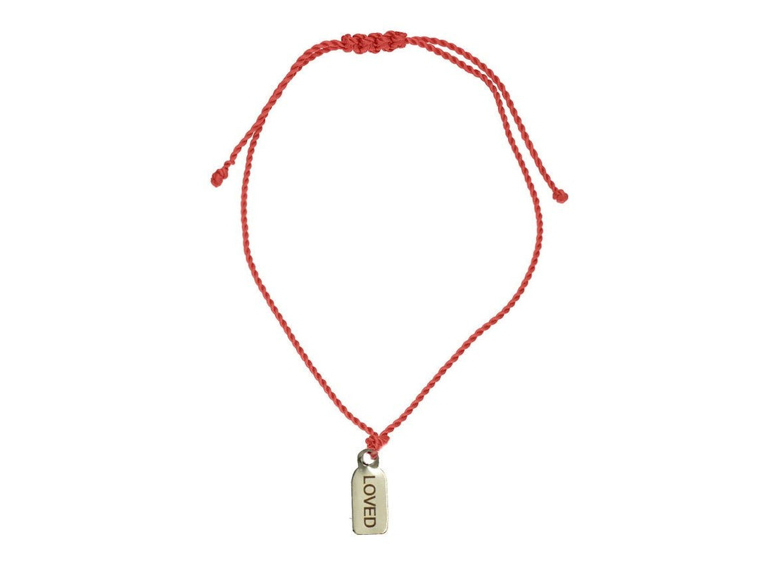 14k and Red Cord Bracelet with Engraved Tag