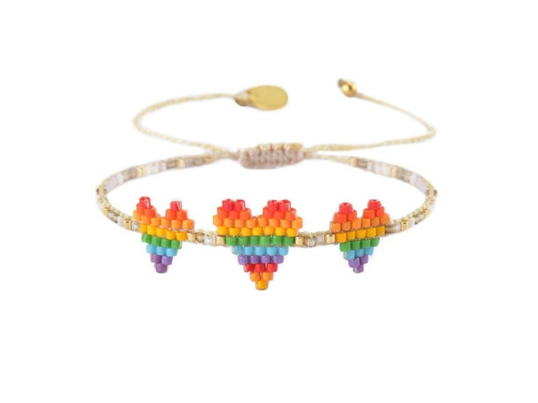 Rainbow Triple Heart Bracelet