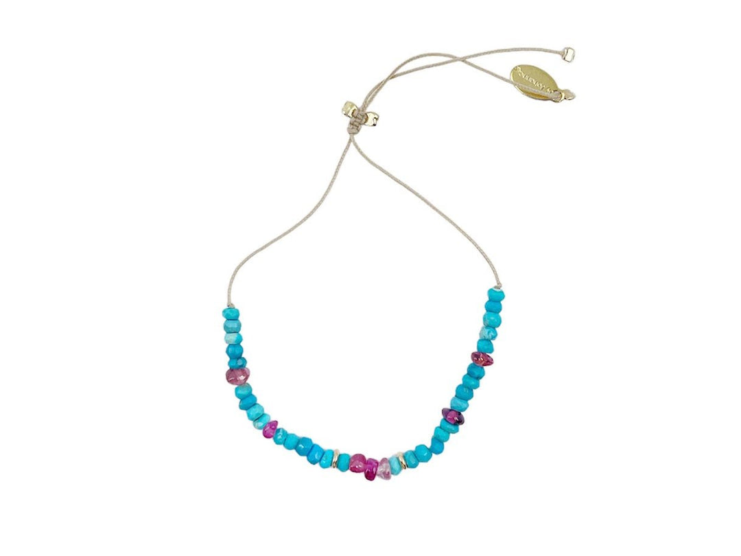 Turquoise and Pink Tourmaline Bracelet