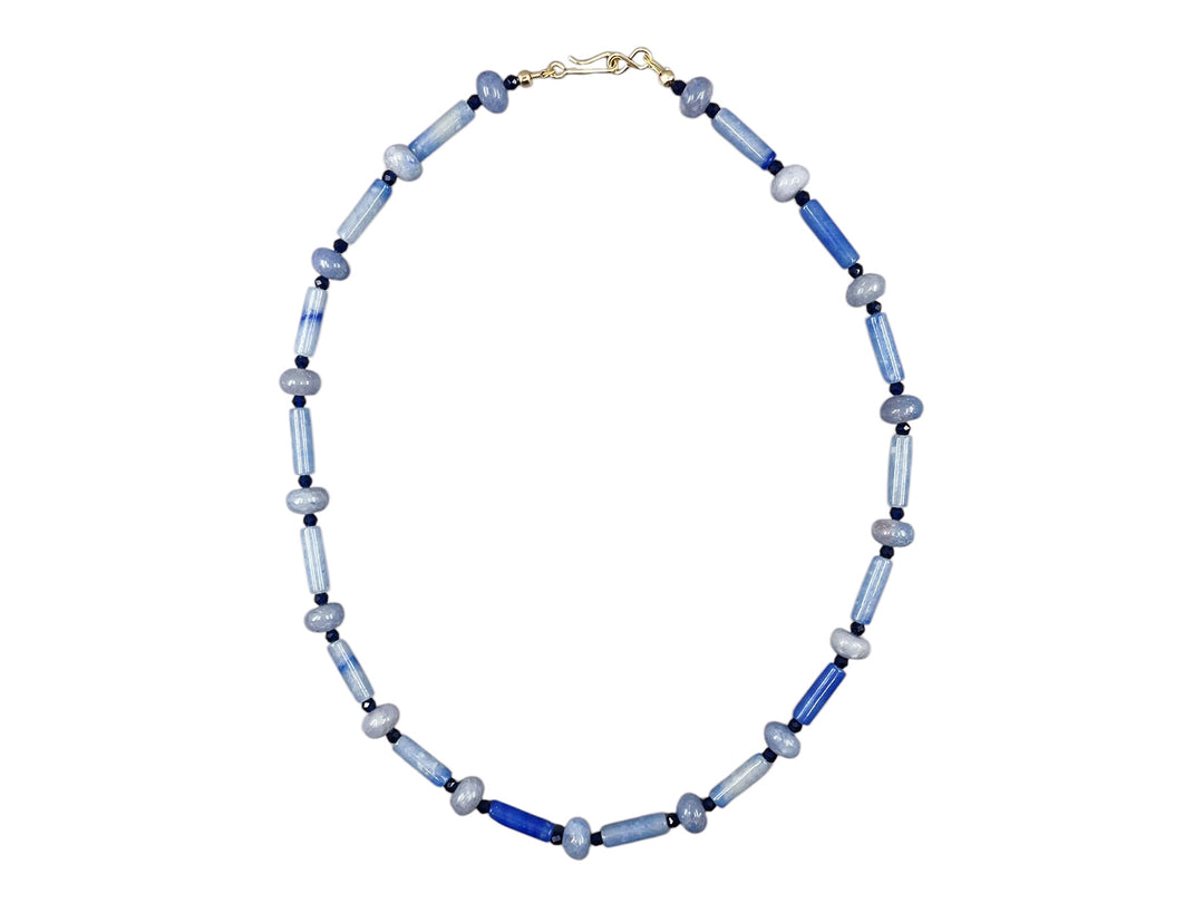 Blue Dyed Aventurine Barrel Bead Necklace