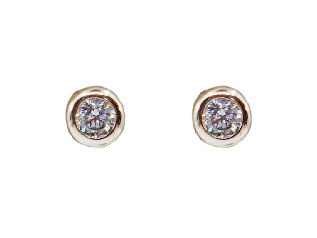 Gold Round CZ Studs