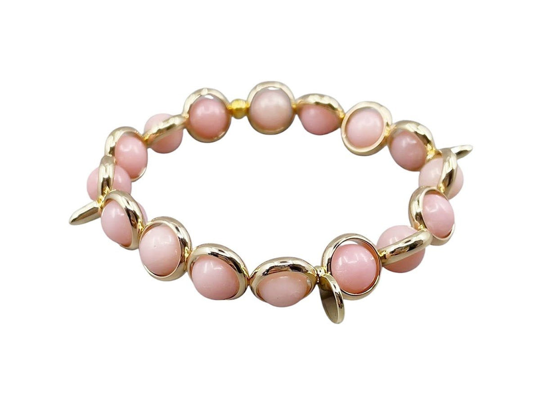 Dark Pink Opal Bracelet with Spikes