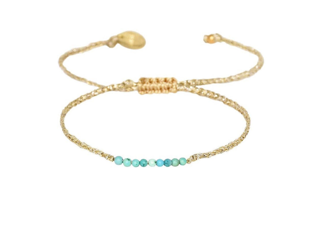 Woven Adjustable Bracelet with Turquoise Beads