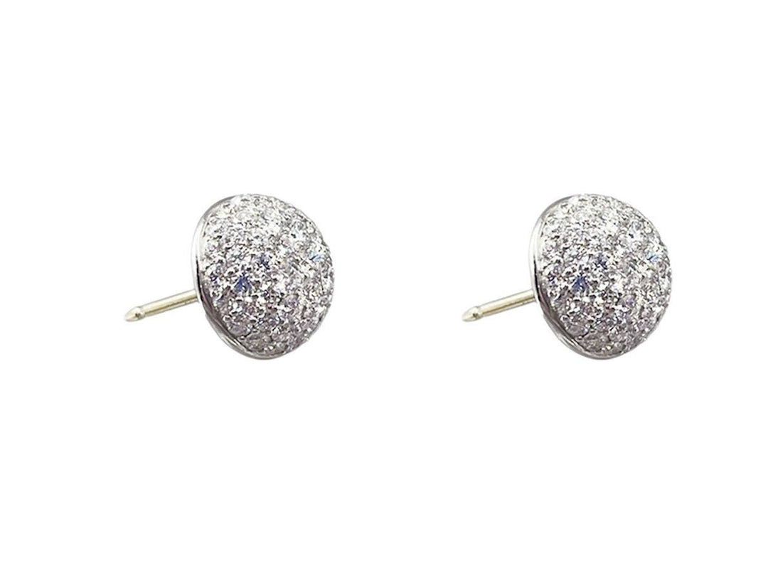 Platinum Domed Studs with Diamonds