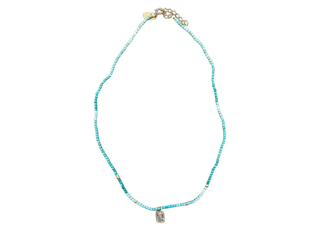 Turquoise and Blue Topaz Charm Necklace