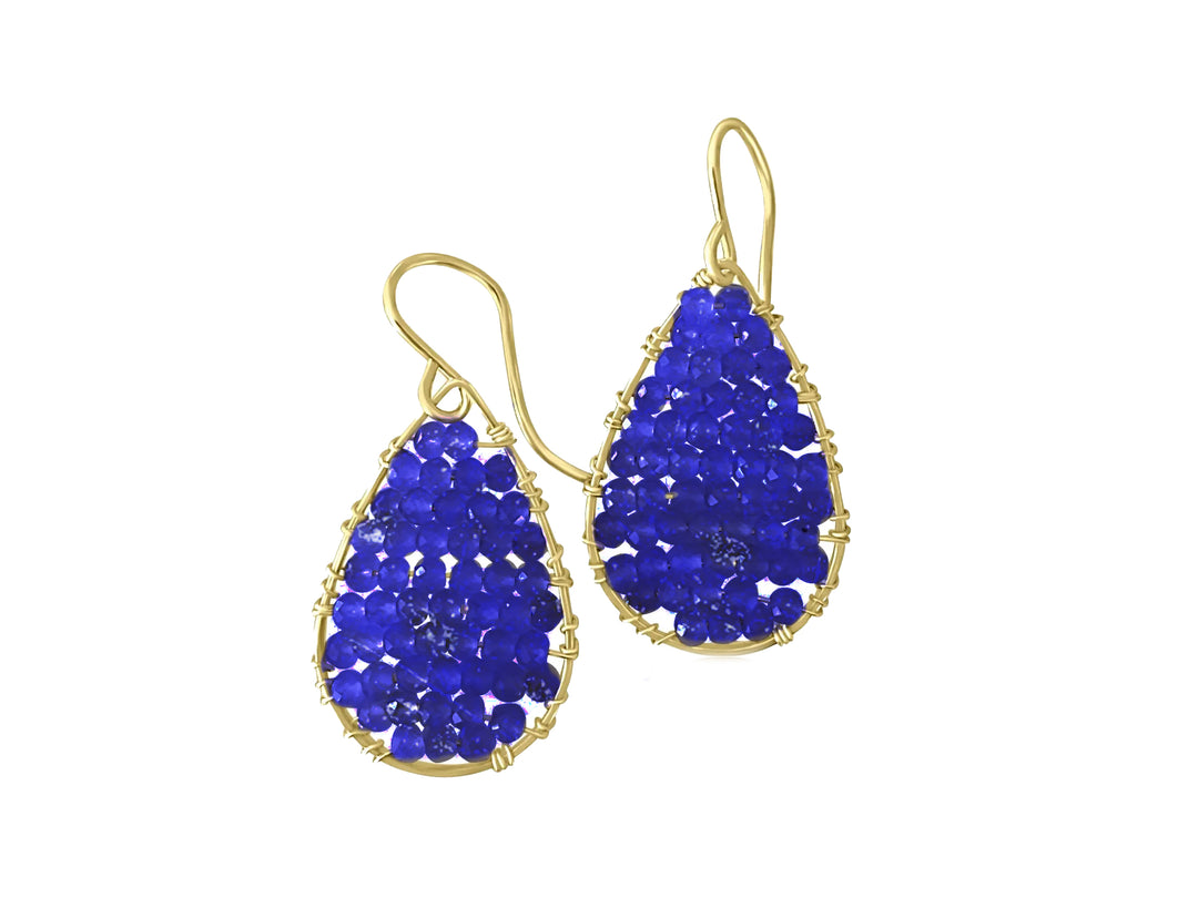Mini Lapis Teardrop Dangle Earrings