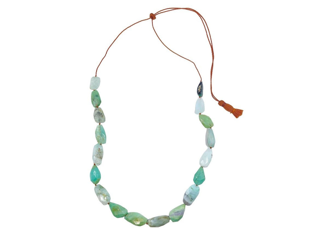 Chunky Chrysoprase Necklace on Silk