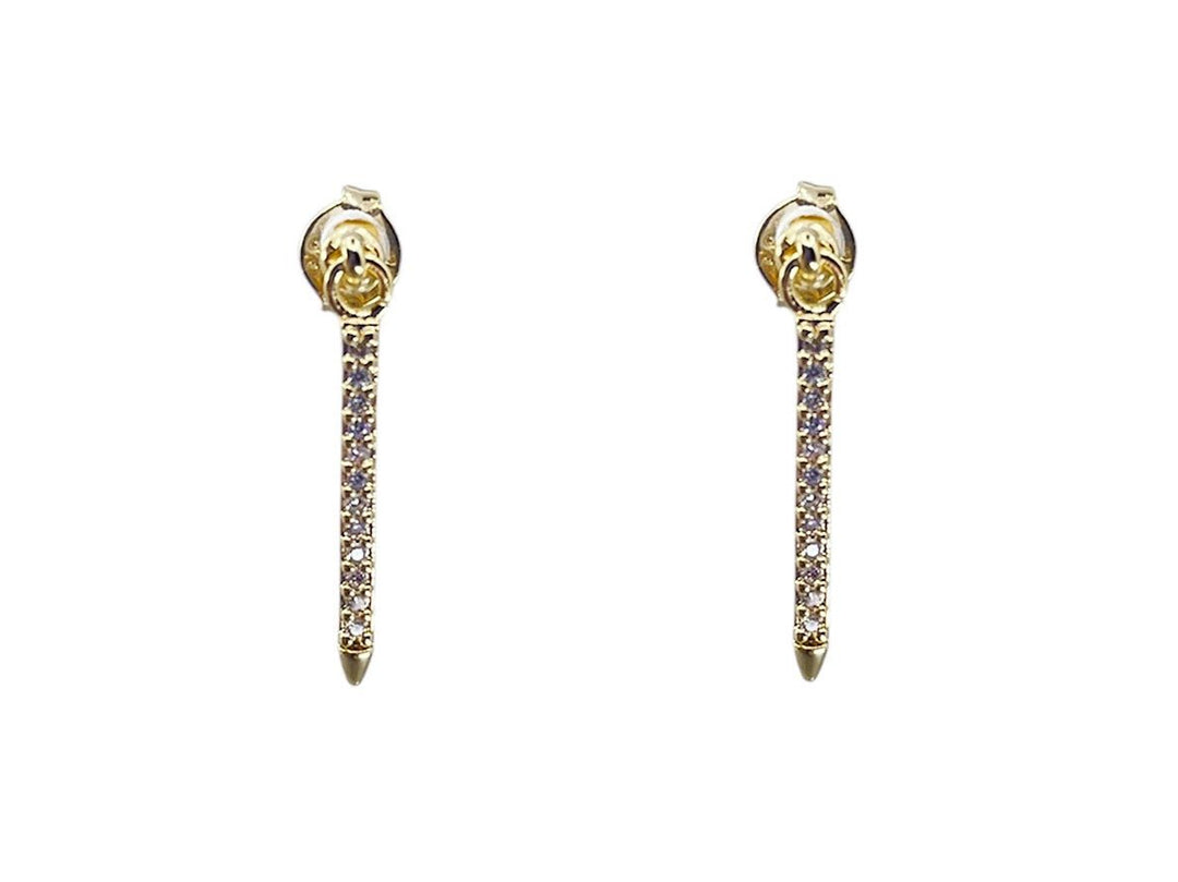 Long Gold Spear Drop Earrings with CZs