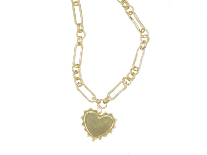 Gold Reversible Rayed Heart Necklace