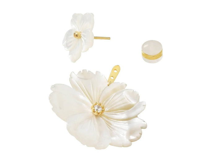 Two-in-One Double MOP Flower Earrings